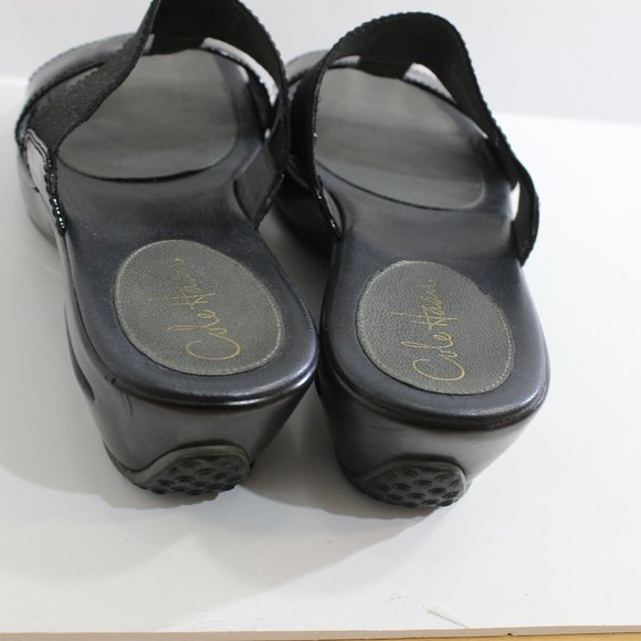 COLE HAAN Black Chunky Patent Leather Sandal 9 - Picture 4 of 12